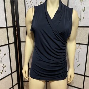 Michael Michael Kors Sleeveless Top With Ruching & Visible Side Zipper Size L
